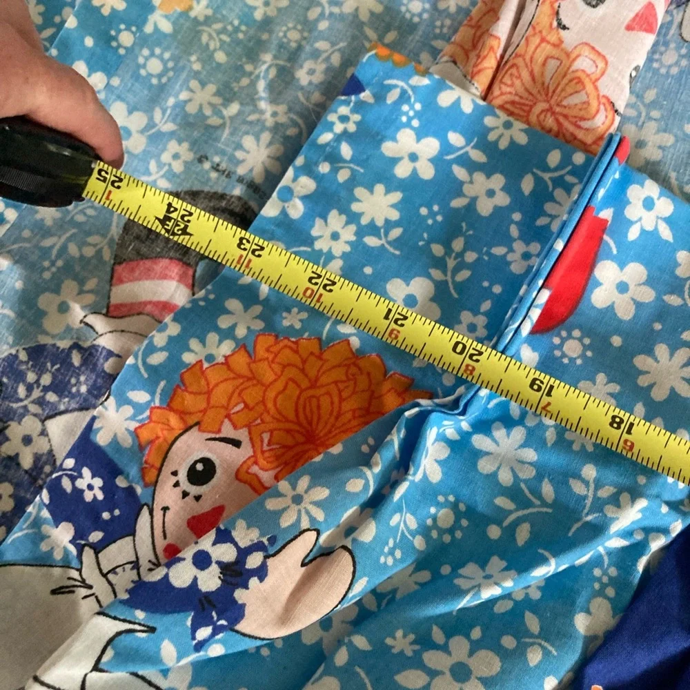 Raggedy Ann Andy curtains Panels Bobbs Merrill Co 23x62 Vintage